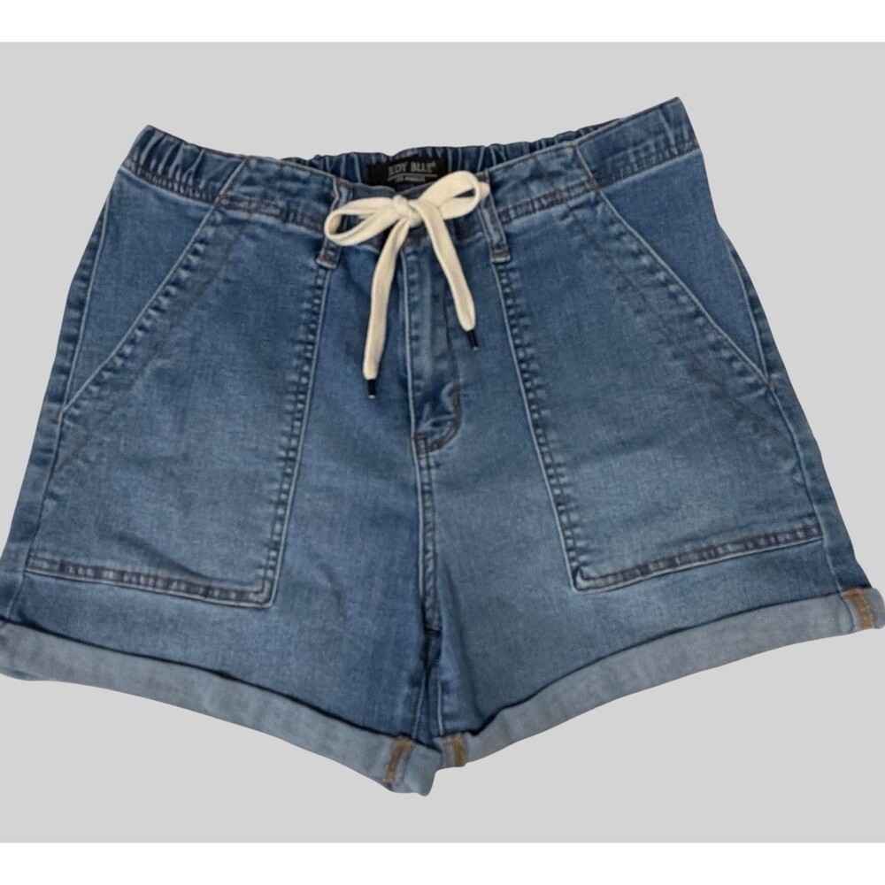 Judy Blue Women’s XL Drawstring Denim Shorts Elastic Waist Medium Wash Cuffed